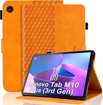 Case for Lenovo Tab M10 Plus 3rd Gen 10.6-inch TB125FU / TB128FU Leather Folio Cover with Auto Sleep/Wake Multi Angle Viewing Stand Smart Shell Fit Lenovo M10 Plus Gen 3, Orange