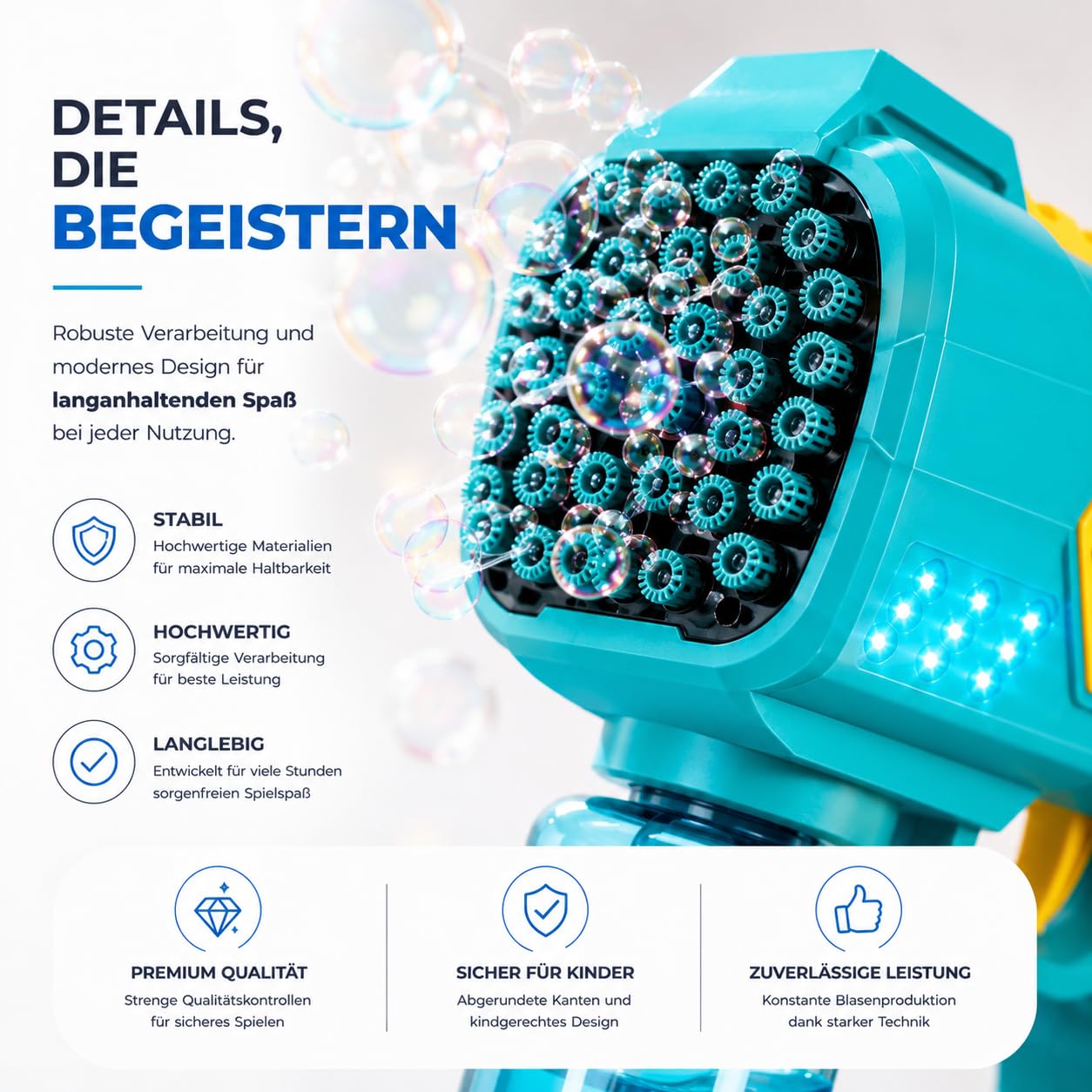 Pistola de burbujas para niños y adultos, para pompas de jabón automáticas y pistola, con depósito, máquina de burbujas de jabón para bodas y cumpleaños