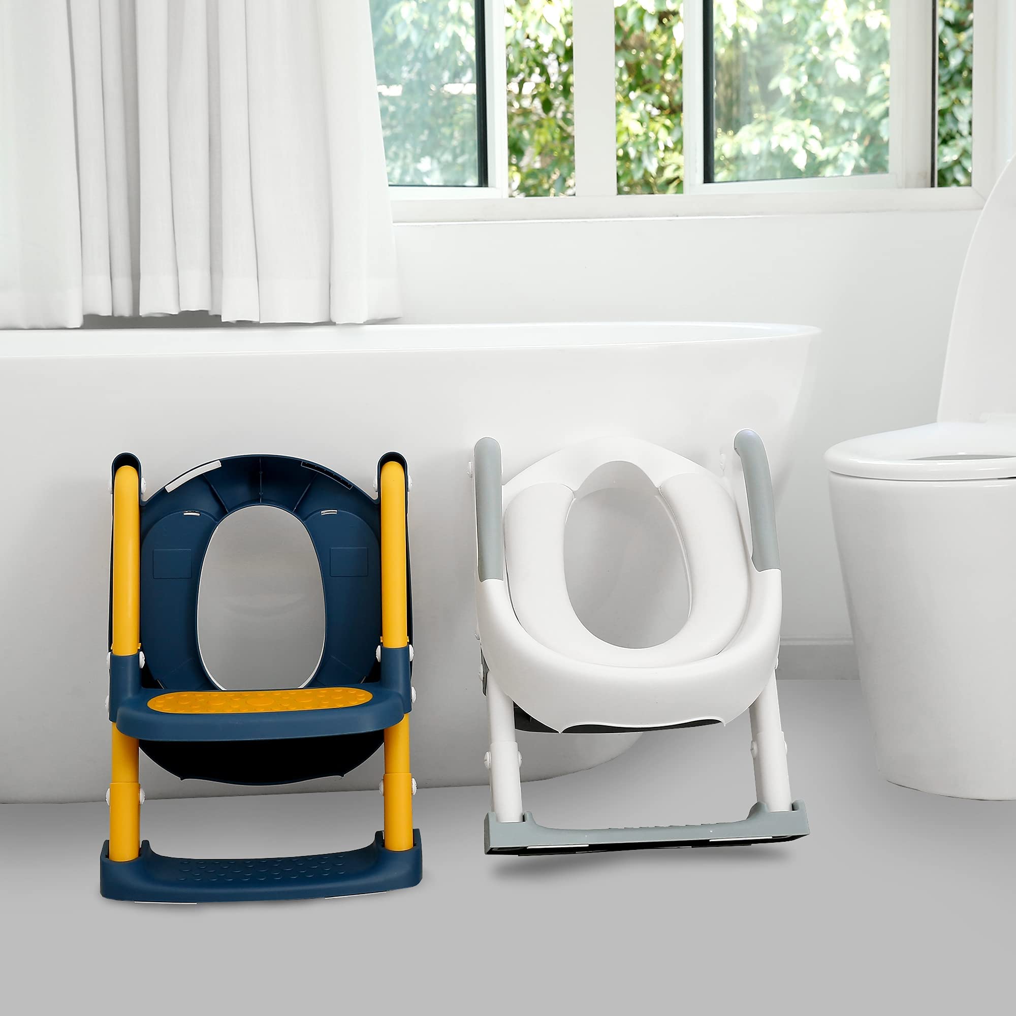 Kylinton Potty Training Seat with Step Stool Ladder, Foldable Toddler Potty Seat for Toilet 2 in
