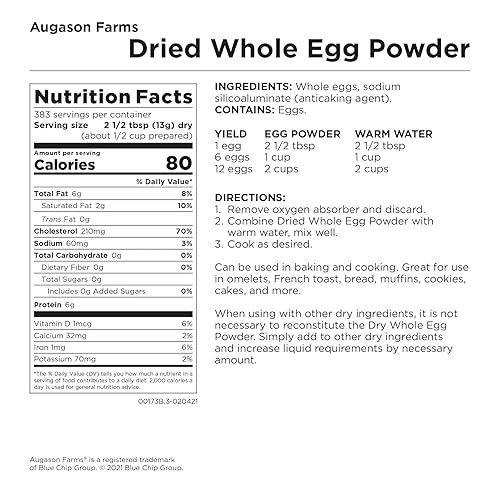 Miniatura 17 de Augason Farms Lata de huevo entero seco en polvo, huevos pasteurizados para uso en la cocina, comidas para hornear y uso diario, almacenamiento
