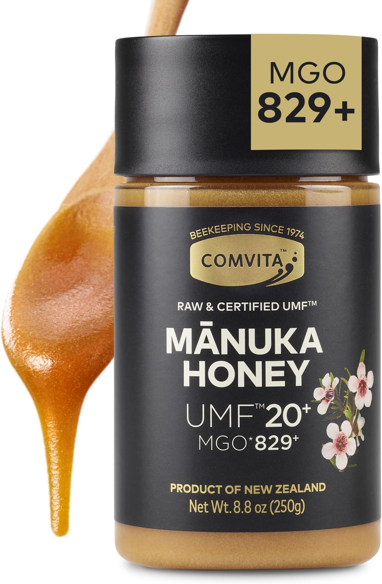 Certified UMF 20+ (MGO 829+) Raw Manuka Honey I New Zealand's #1 Manuka Brand I Authentic, Wild, Unpasteurized, Non-GMO Superfood I Rare, Ultra Premium Grade I 8.8 oz