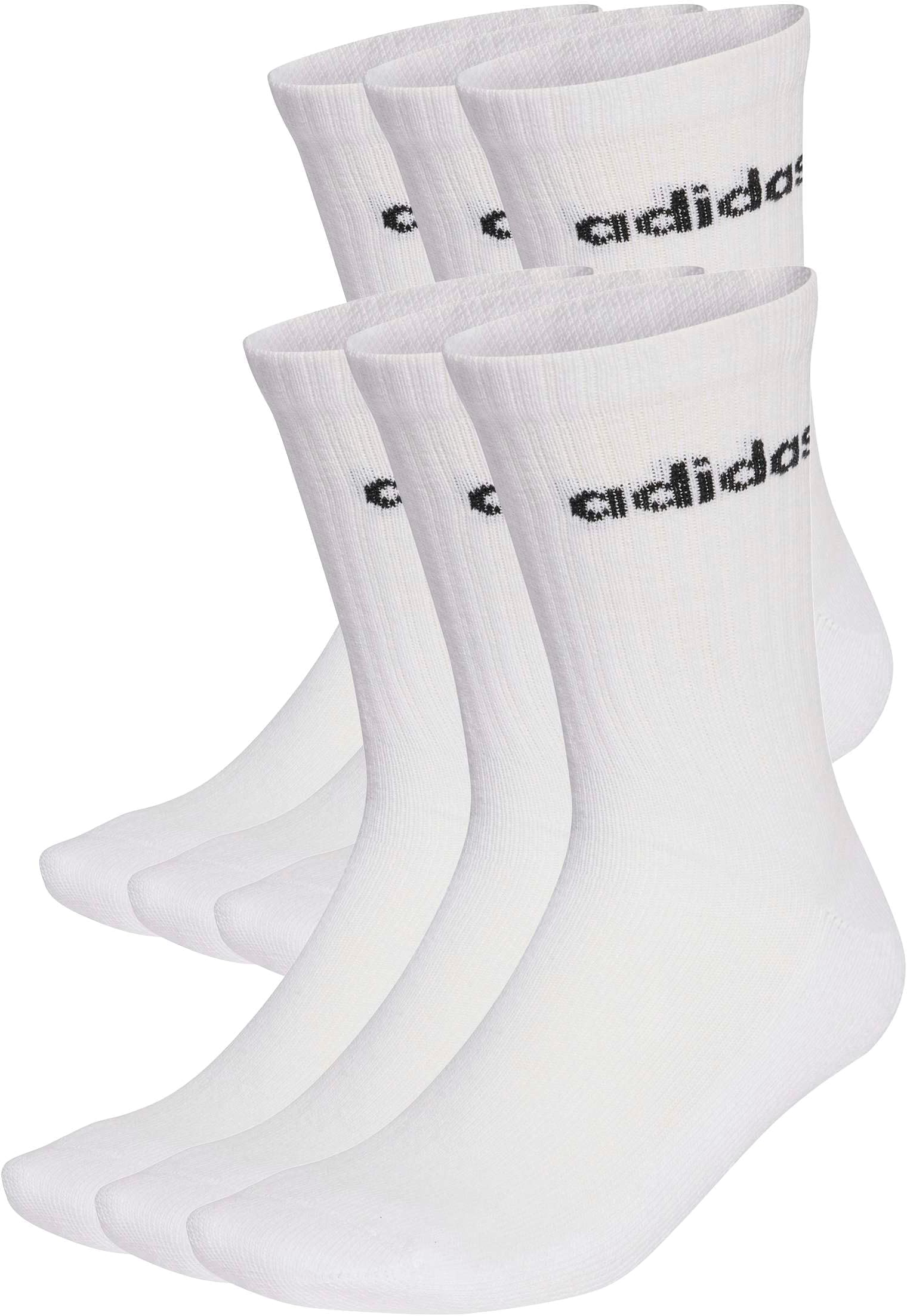 adidas Unisex Linear Crew Socks Cushioned Socks 6 Pair Pack SOCKS (pack of 1)