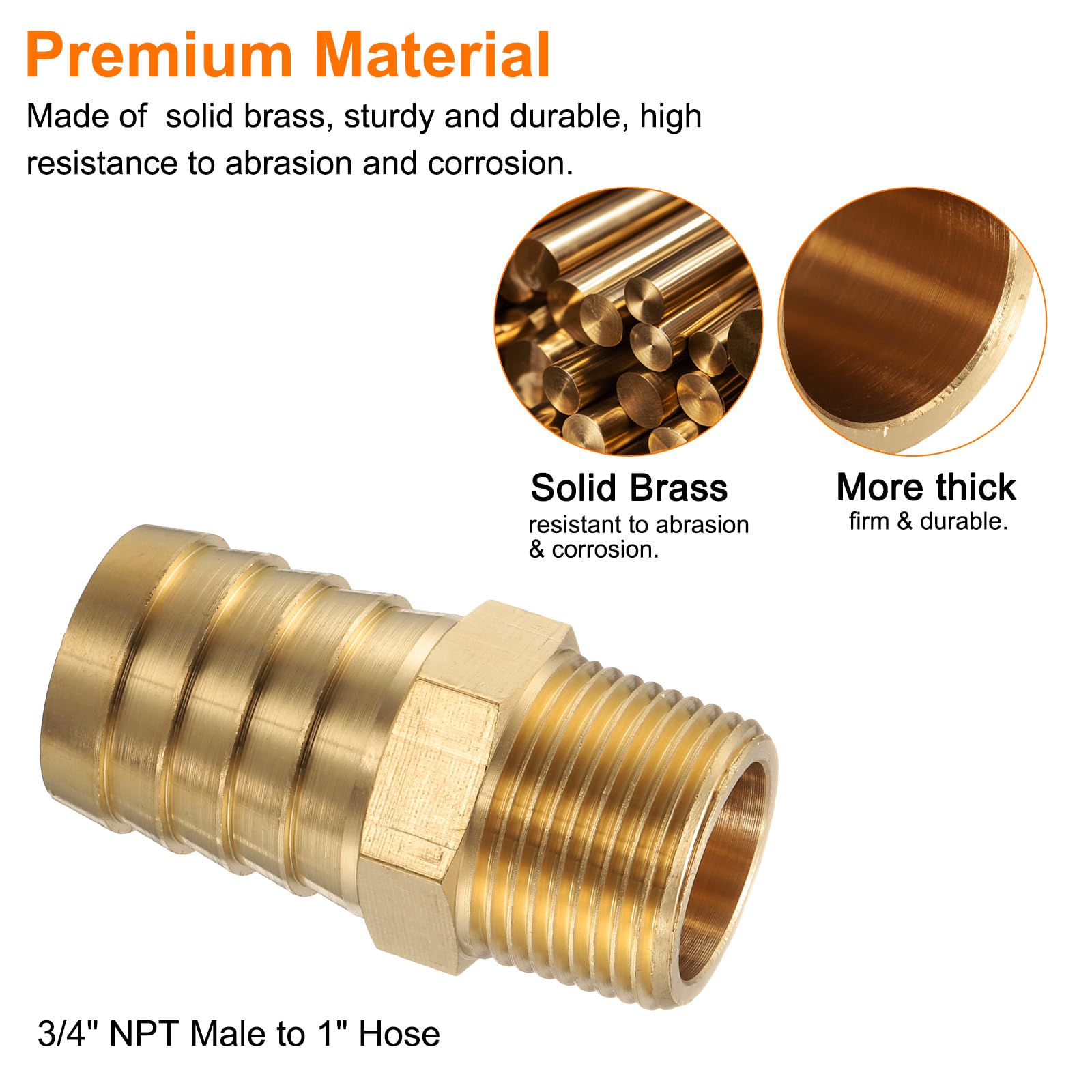 QUARKZMAN 8Pcs Raccordi A Spina in Ottone 3/4" NPT Maschio A 1" ID Tubo per Collegamento Diretto Tubo Home Brew Torre di Collegamento Costruzione Resistente