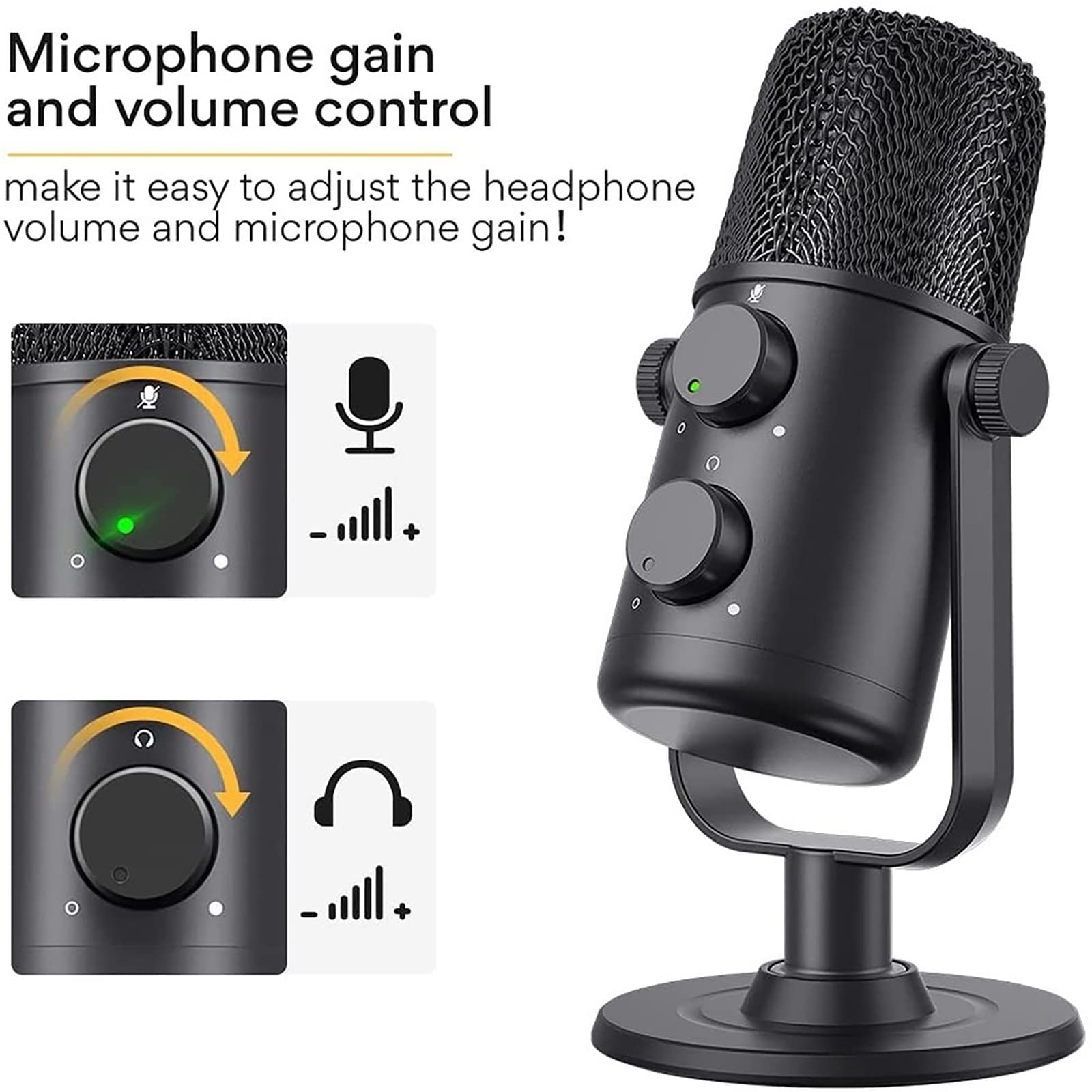 Microfono Di Registrazione, Microfono Per Alesatura Cardioide a Condensatore USB, Corpo Interamente In Metallo, Adatto Per YouTube, Skype, Giochi, Insegnamento Online, Podcast, Studio