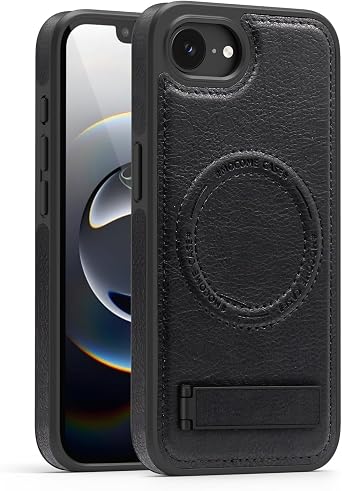Lunivop for iPhone 17e / 16e Case PU Leather Stand Black