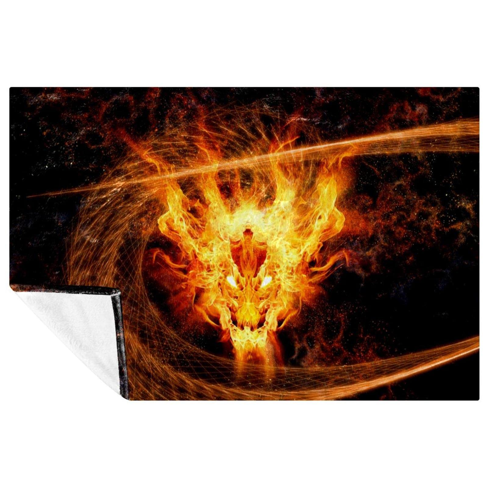 Couverture douce contre le froid plaid chaud lit et canape dragon de feu 150 x 100 cm