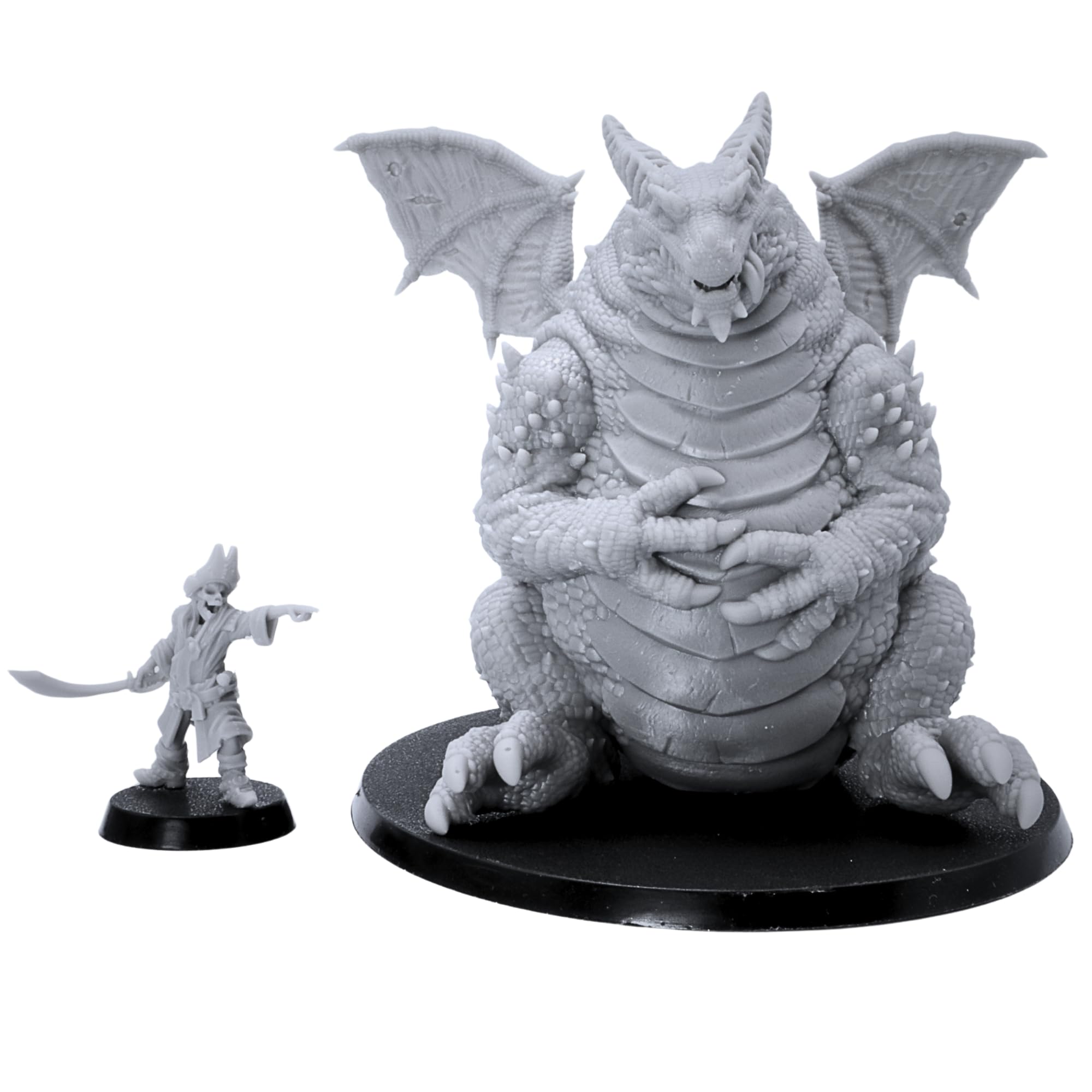 Forged Terrain Fat Sitting Dragon Miniature, Grey, 28mm - 32mm Scale - Image 4