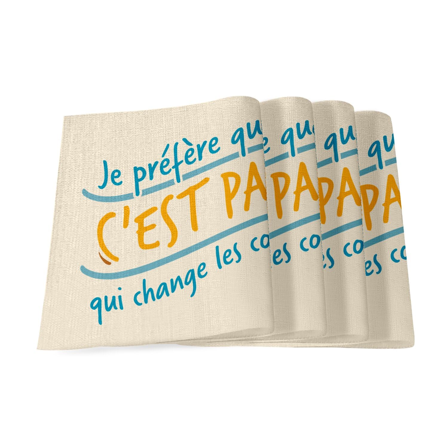 Sets de table en lin lot de 4 pièces humour format 40x28.5cm