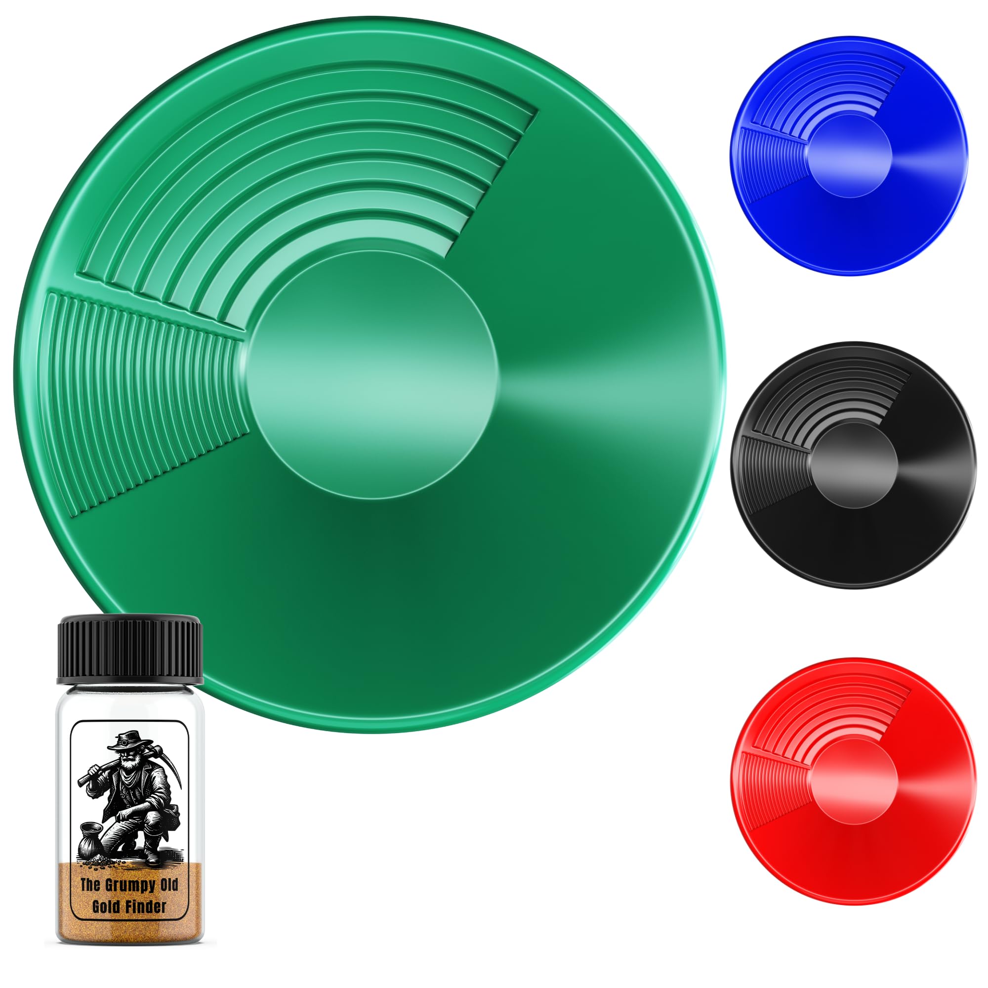 The Grumpy Old Gold Finder Gold Pan, 380mm Extra Large Dual Riffle For Gold Panning, Washing, Sieveing Or For Use With Gold Panning kit Multiple Colours Available (Green)