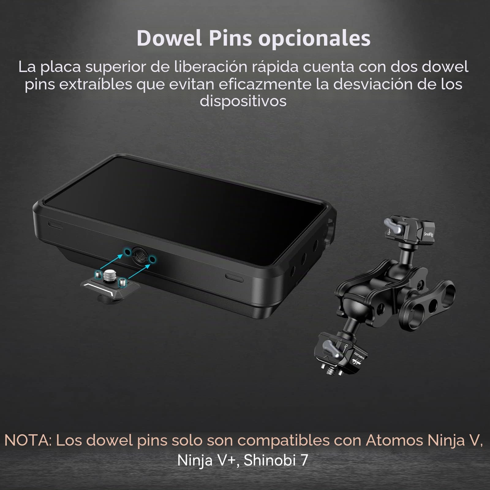 SmallRig Drop-in HawkLock Mini Articulating Magic Arm Brazo Mágico Articulado con Cabezales de Bola de Liberación Rápida Doble Montaje de Monitor para Monitor Campo, Luces, Grabadoras de Audio - 3515