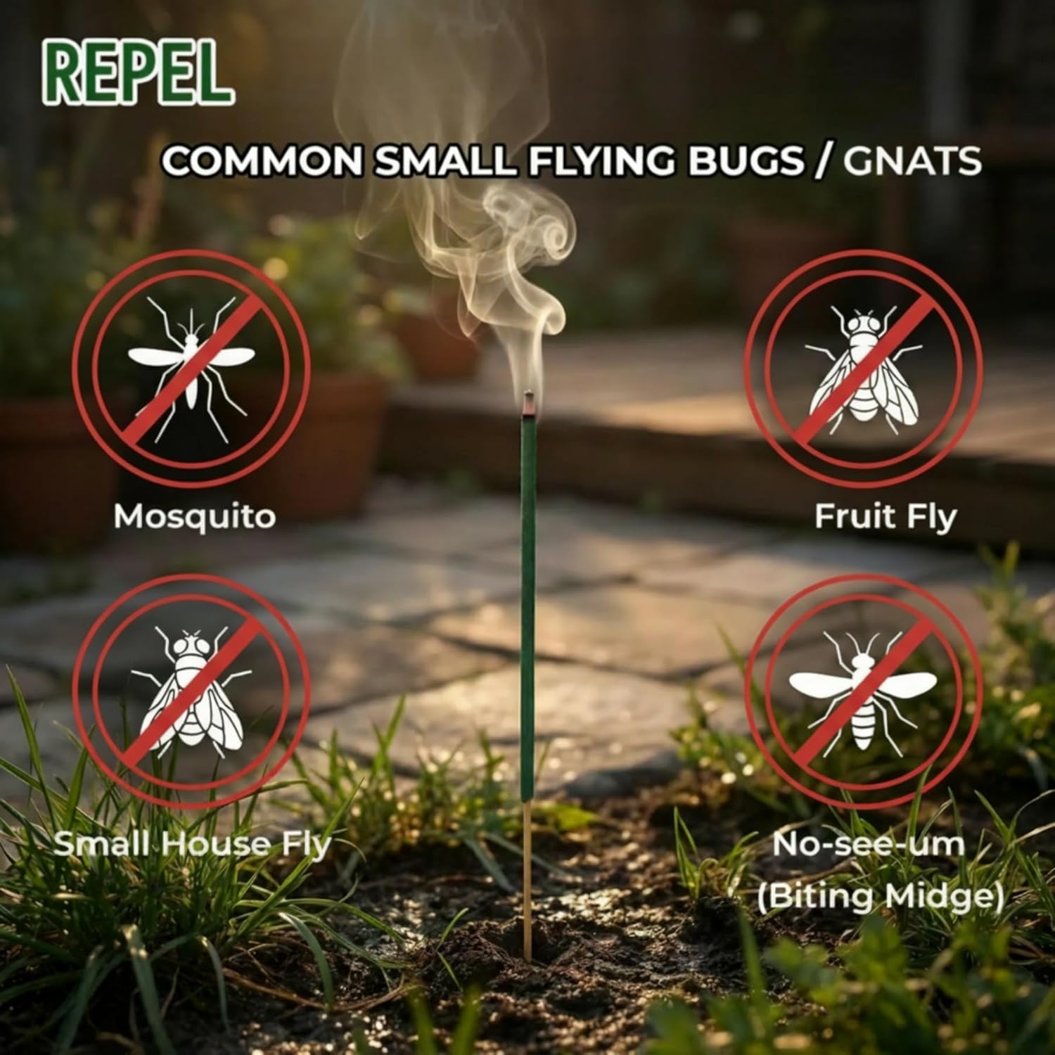 KICKOUTOR® Mosquito Incense Sticks with Citronella, 480 Count Natural Outdoor Mosquito Repellent for Patio Backyard Camping, 1-Hour Burn DEET-Free Flying Insect Bug Control | Gnat No-See-um