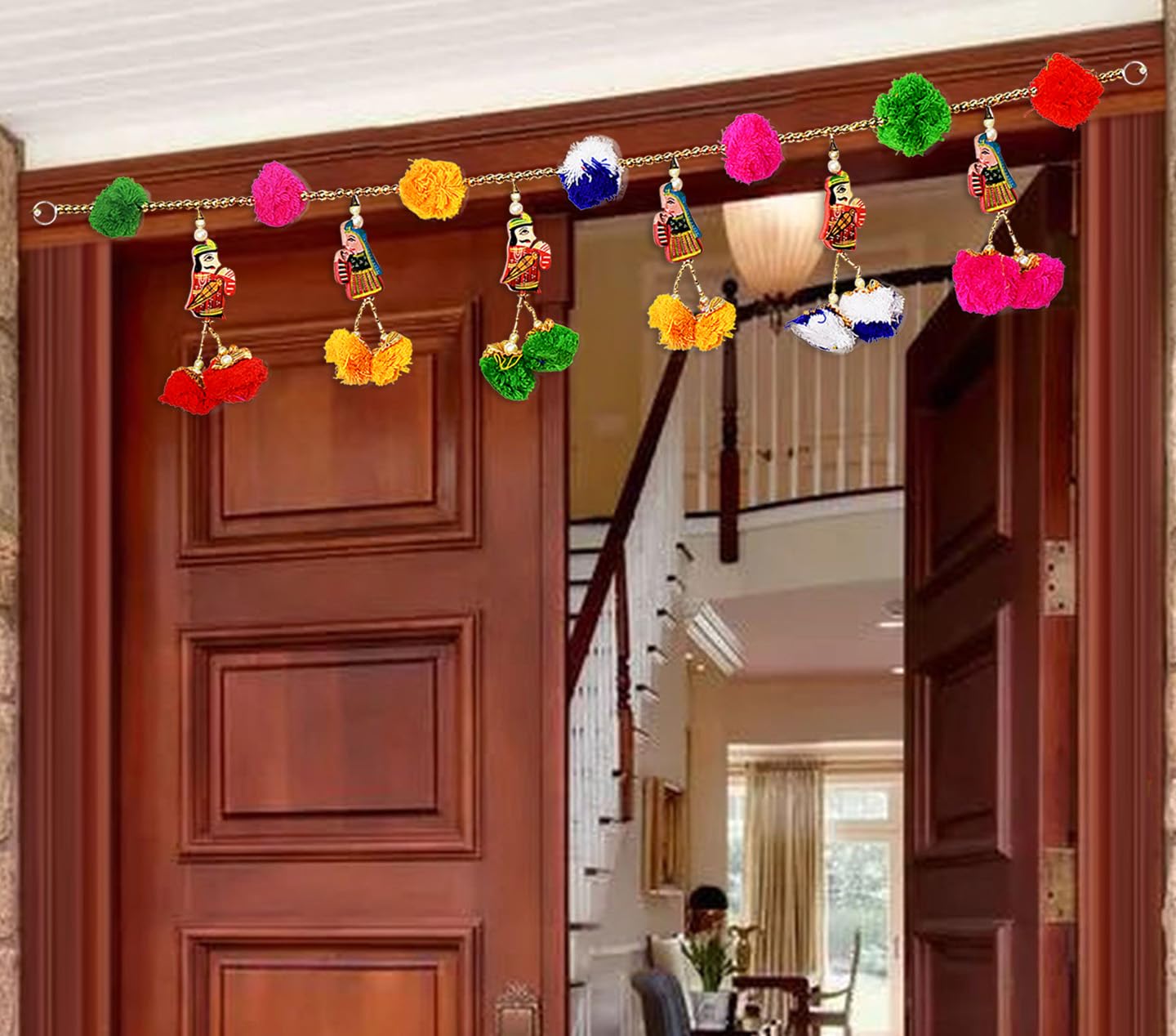 SATVIK STORE Decorative Door Hanging Toran Bandanwar Wall Door Decorations Pom Pom Toran for Diwali Wall Hanging for Main Door Entrance Window Wall Home Temple Living Room Décor Home Valance