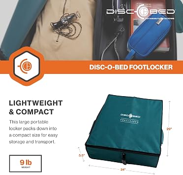 Disc-O-Bed Footlocker, Expandable Under Cot Storage for Camping Gear, Green