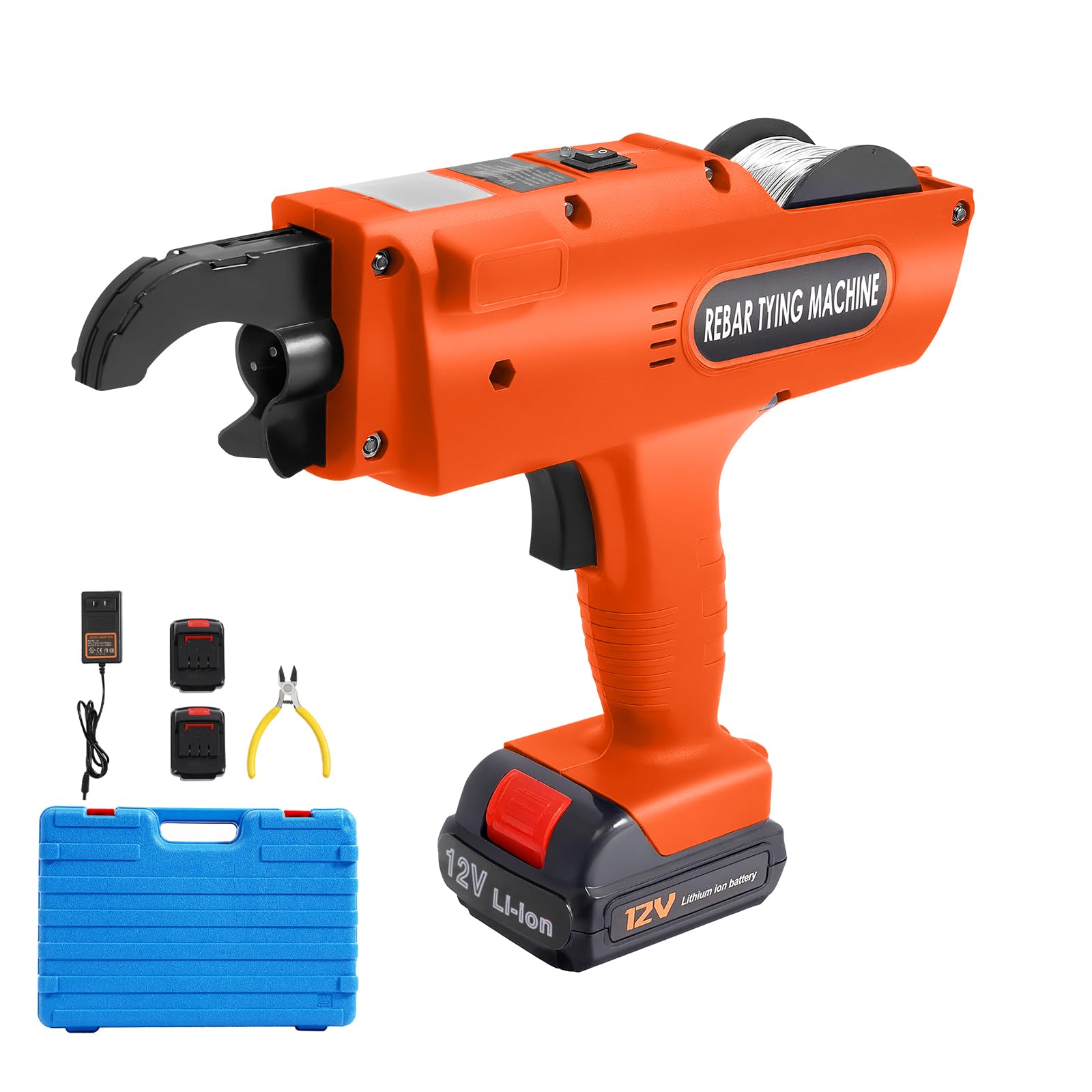 8-34mm 220V Automatische Bindemaschine, Handheld Rebar Tier Drahtbindemaschine, Stahlbeton Bindemaschine mit Linie, Automatische Rebar Tying Machine, Handheld Tier Tool (Orange)