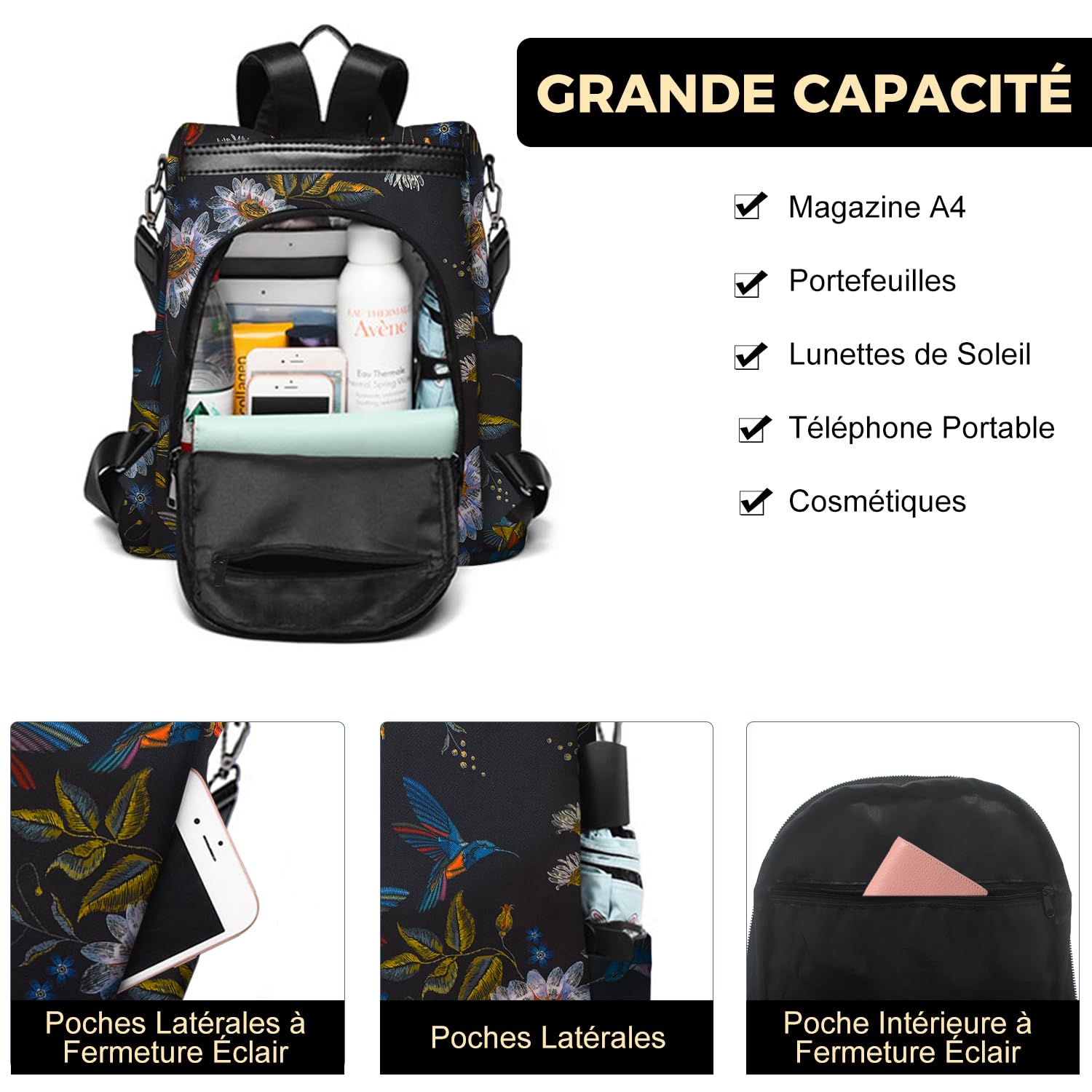 Fmeida Sac a Dos Femme Anti-vol Sacs à Main Portés Épaule pour Fille École Collèges Voyage Shopping