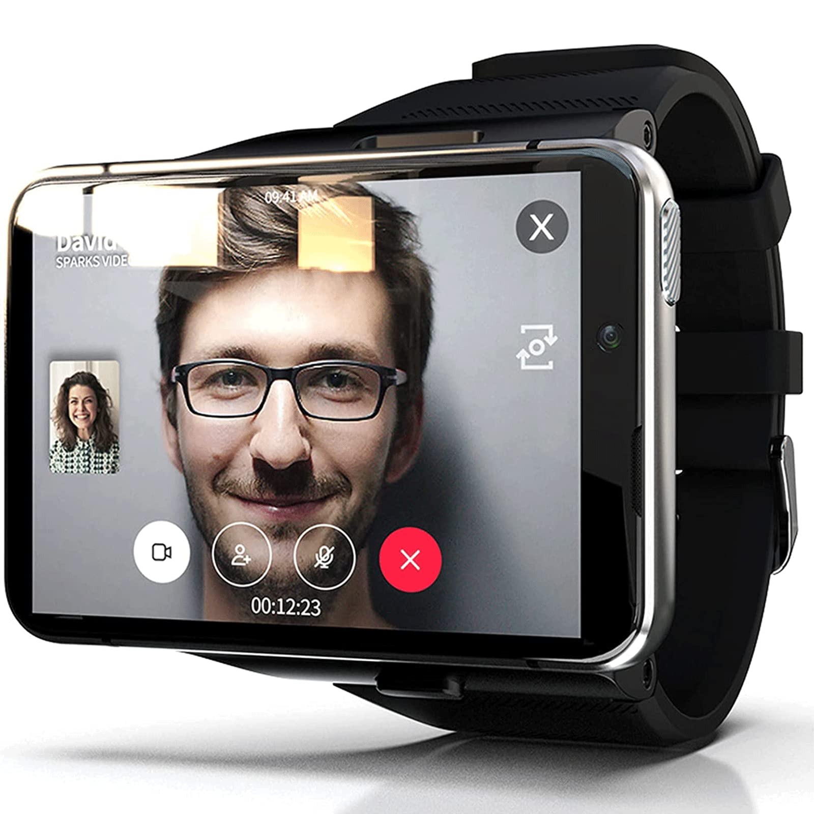 Prezent Urodzinowy Smartwatch met groot scherm, 2,88 '' 4 GB + 64 GB LCD-sporthorloge, 4G volledig Netcom waterdicht herenhorloge met siliconen band