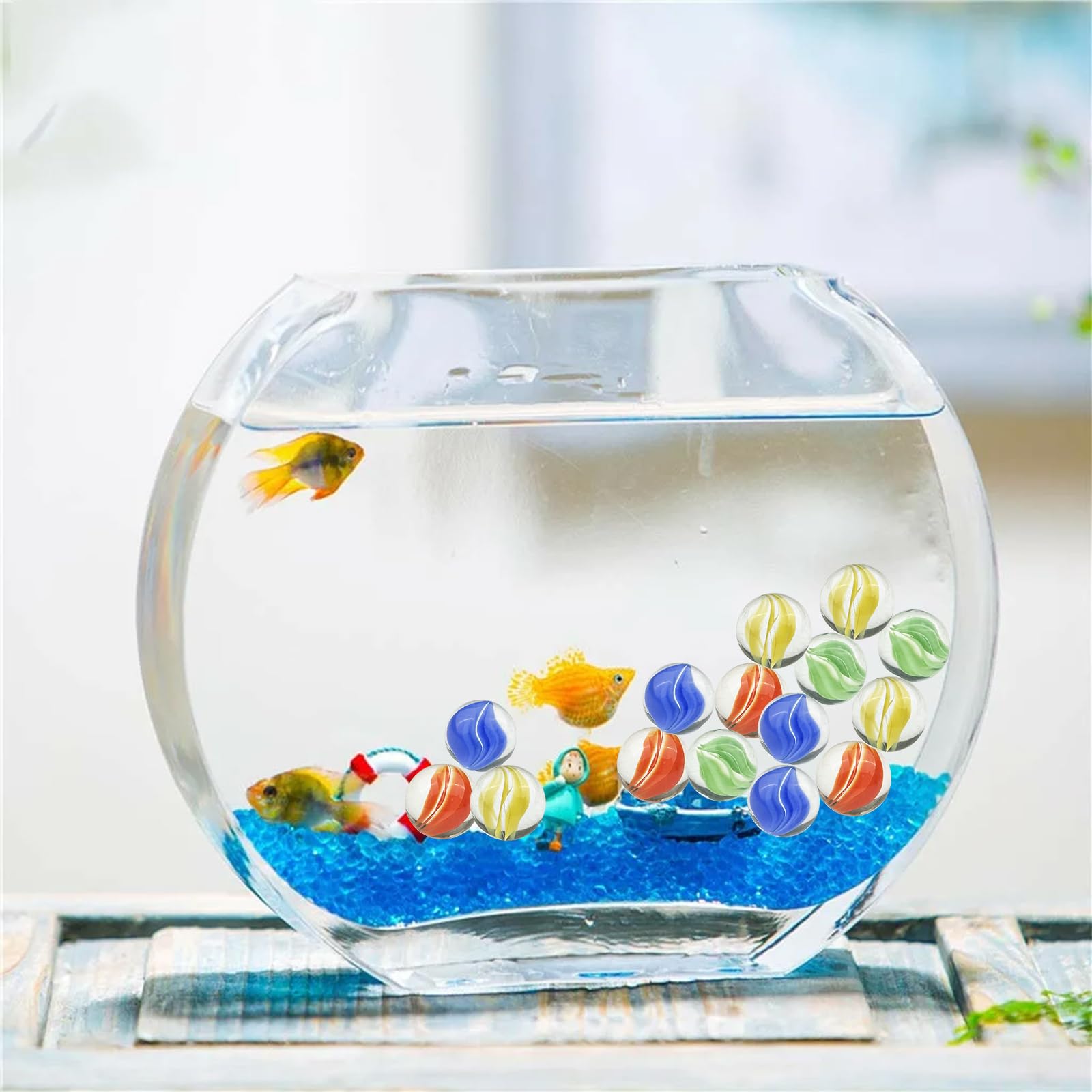 Set de 150 Canicas de Cristal, Grandes para Juguete, Juego, Pescado y Decoración de Plantas - Diámetro 16 mm