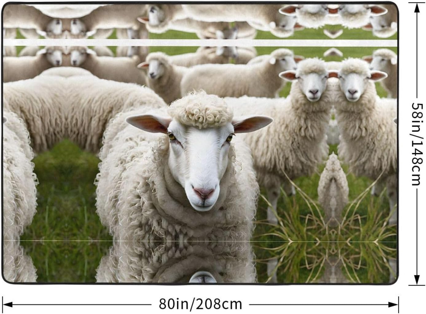 Flannel Non-Slip (Cute Sheep Lamb) Rug Pad 80×50in Soft Washable Protective for Hardwood Floors Bedroom Bathroom Living Room