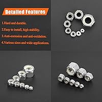 Vista 4 de Kit surtido de tuercas hexagonales de nailon de 8 tamaños, 225 piezas, acero inoxidable 304 (#4-40 a 1/2"-13)