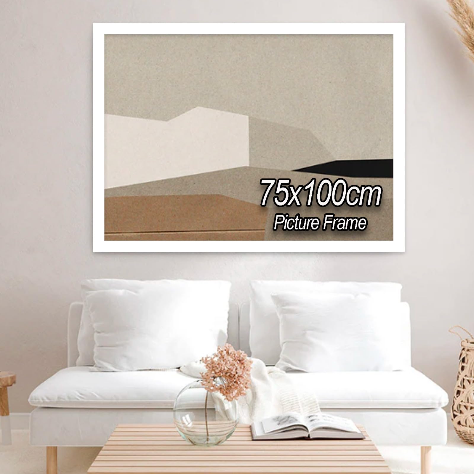 White Photo Picture Frame 75x100cm Large Frames With Safe Plexiglass Front & Wall Mounting - Large Poster Frames - 100x75cm Photo Frame - 75x100 Frame