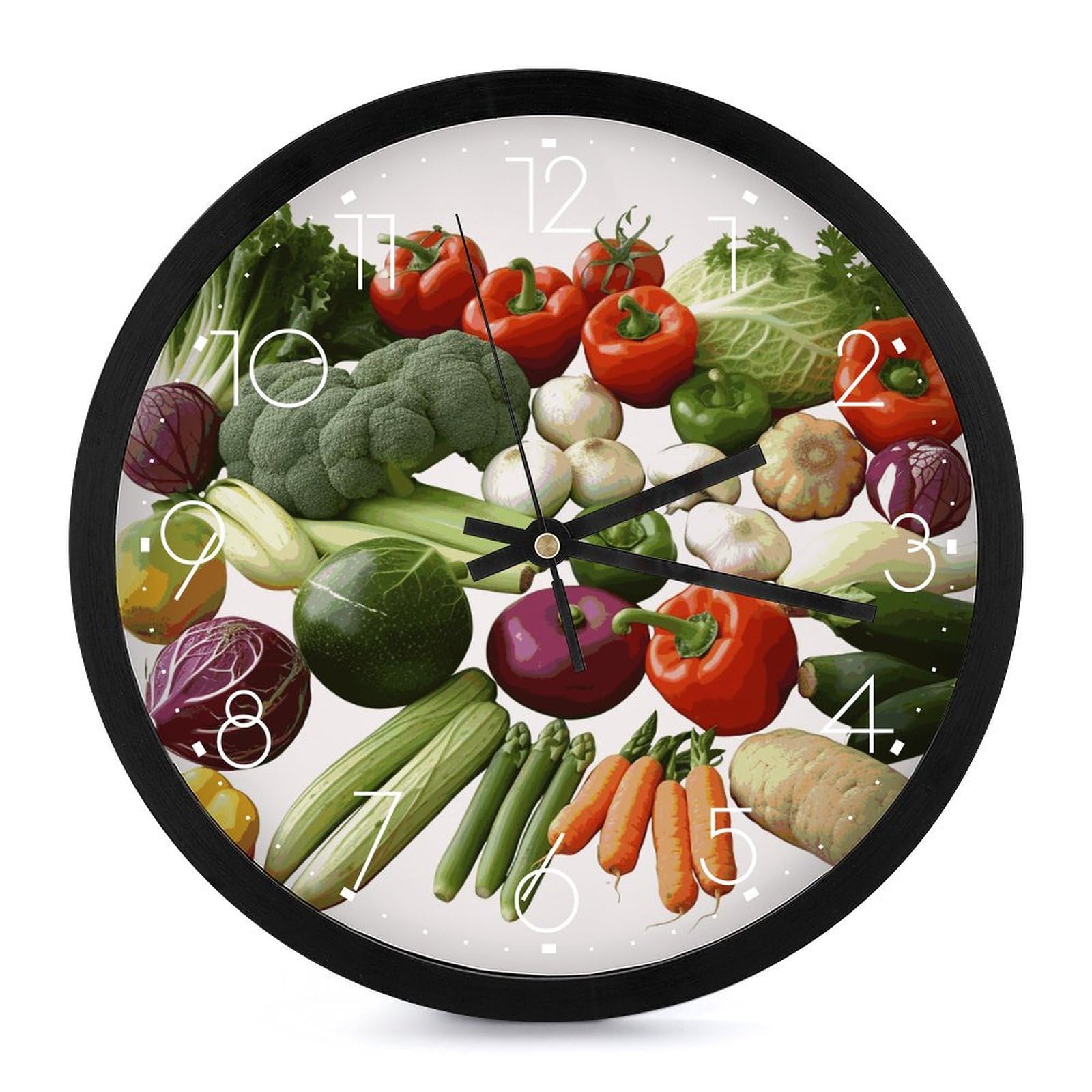 Horloge murale sans bruit de 25 cm décor légumes pour décorer ma cuisine