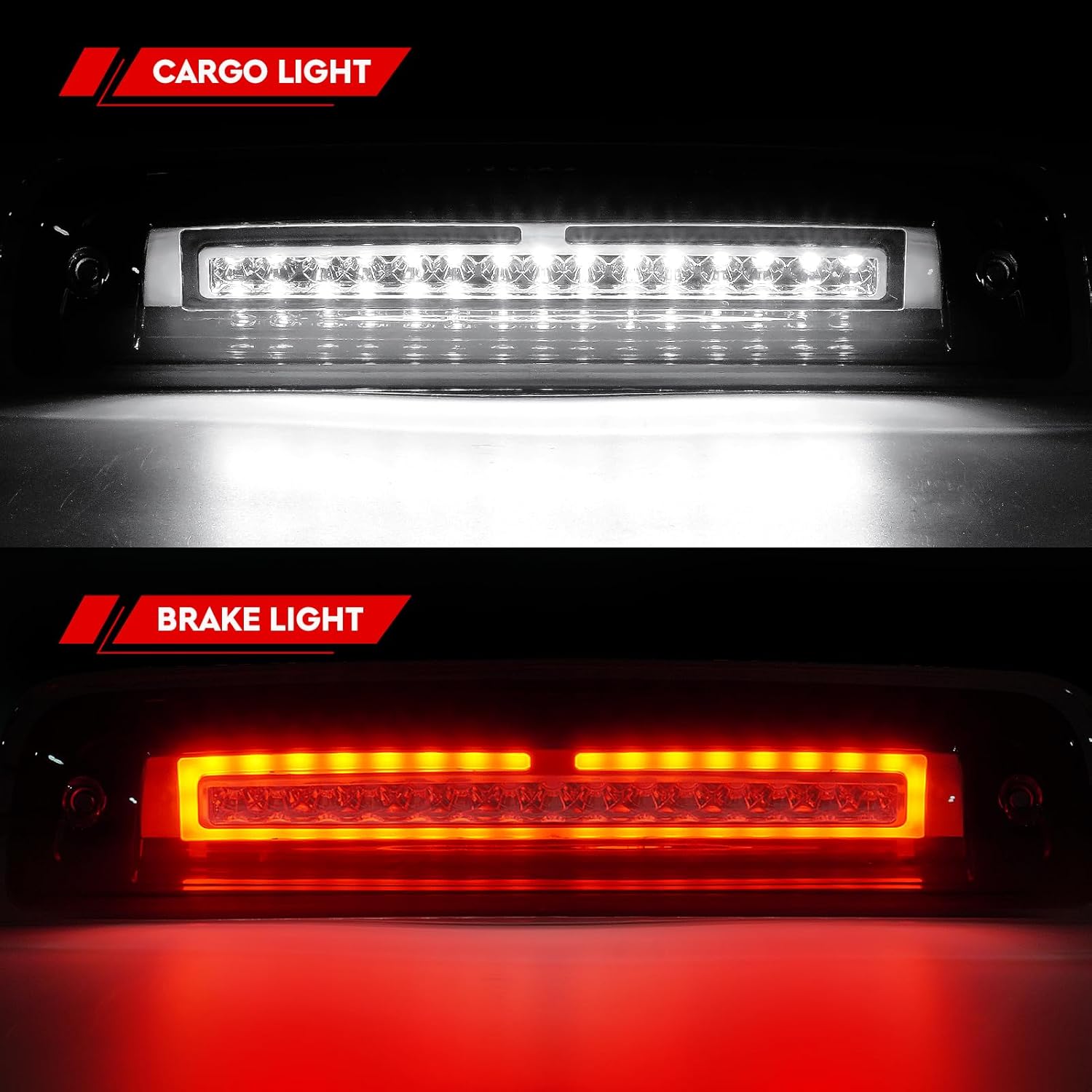 Tresound Led 3rd Brake Cargo Light for 2009-2017 Dodge Ram 1500, 2010-2017 Dodge Ram 2500 & 3500 Third Center High Mount Stop Lamp (Chrome Housing + Smoke Lens)