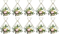 Vista 2 de Jarrones dorados para centros de mesa de boda, 10 piezas de centro de mesa de metal geométrico dorado, elegantes centros de mesa de boda para mesas