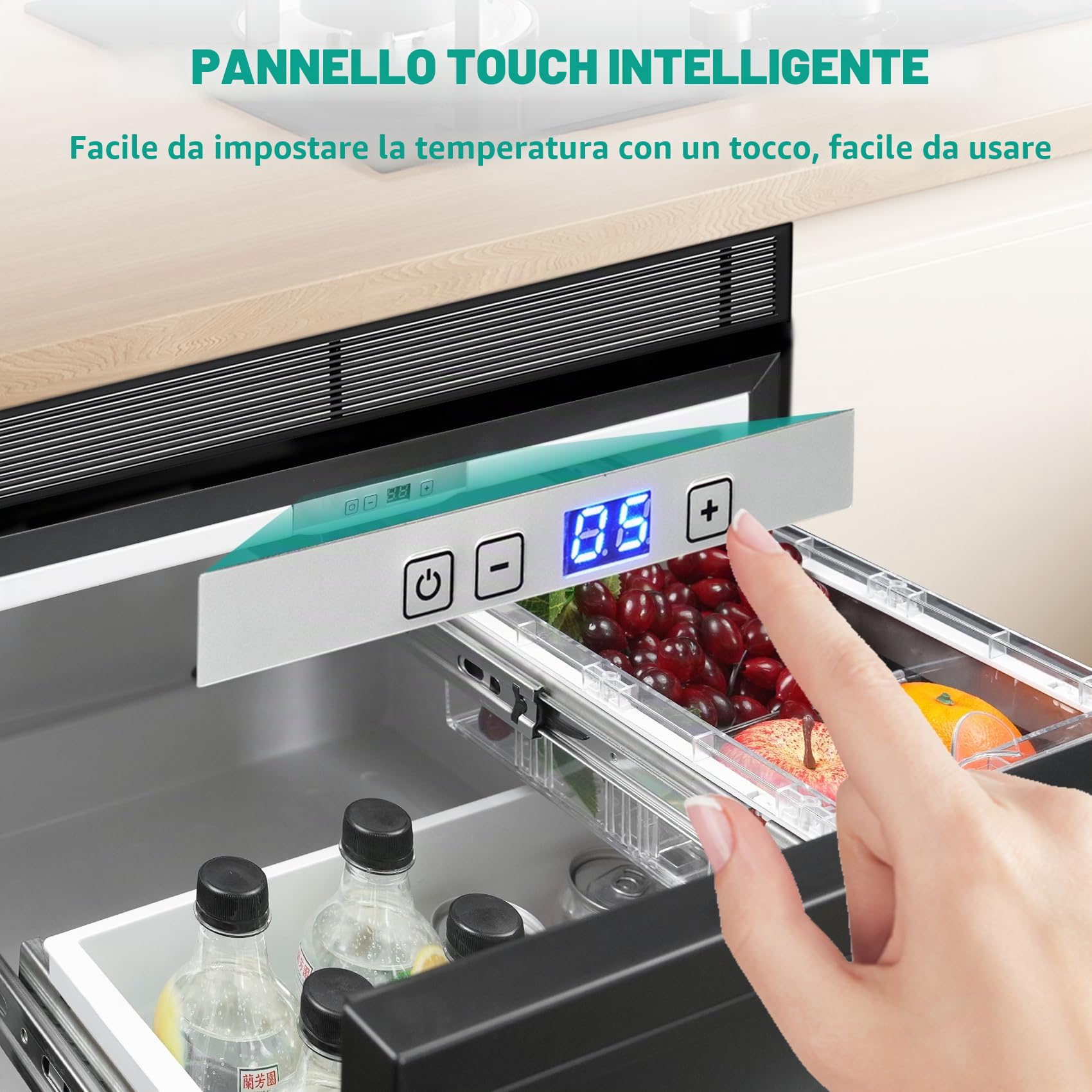 SMETA Frigo Auto 45L Frigo 12V/220V Frigorifero Camper con doppio cassetto per Casa Mobile, Roulotte Casa, Viaggio Silenzioso