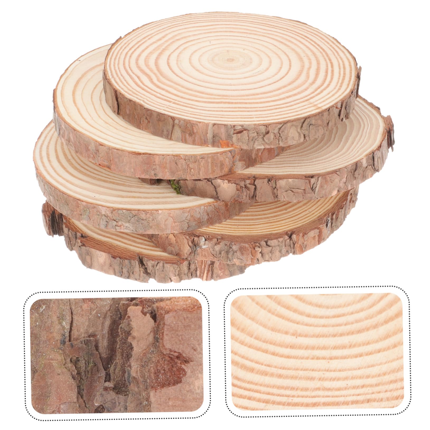 Angoily 6 Piezas de Rodajas de Madera Redondas sin Terminar de 6 de Redonda Posavasos para Pintar para Natural Manualidades y Bricolaje