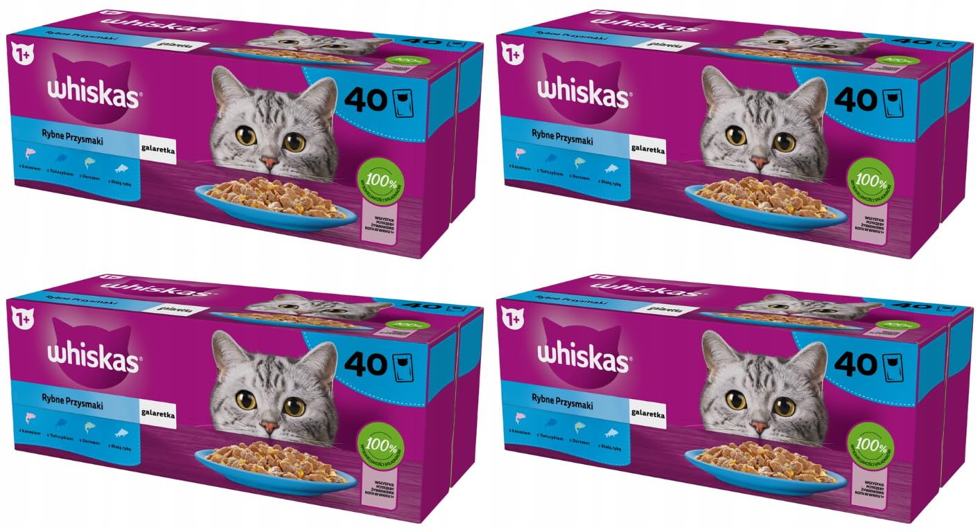 Whiskas karma dla kota smaki rybne mokra akrma w saszetkach 40x 85g x 4
