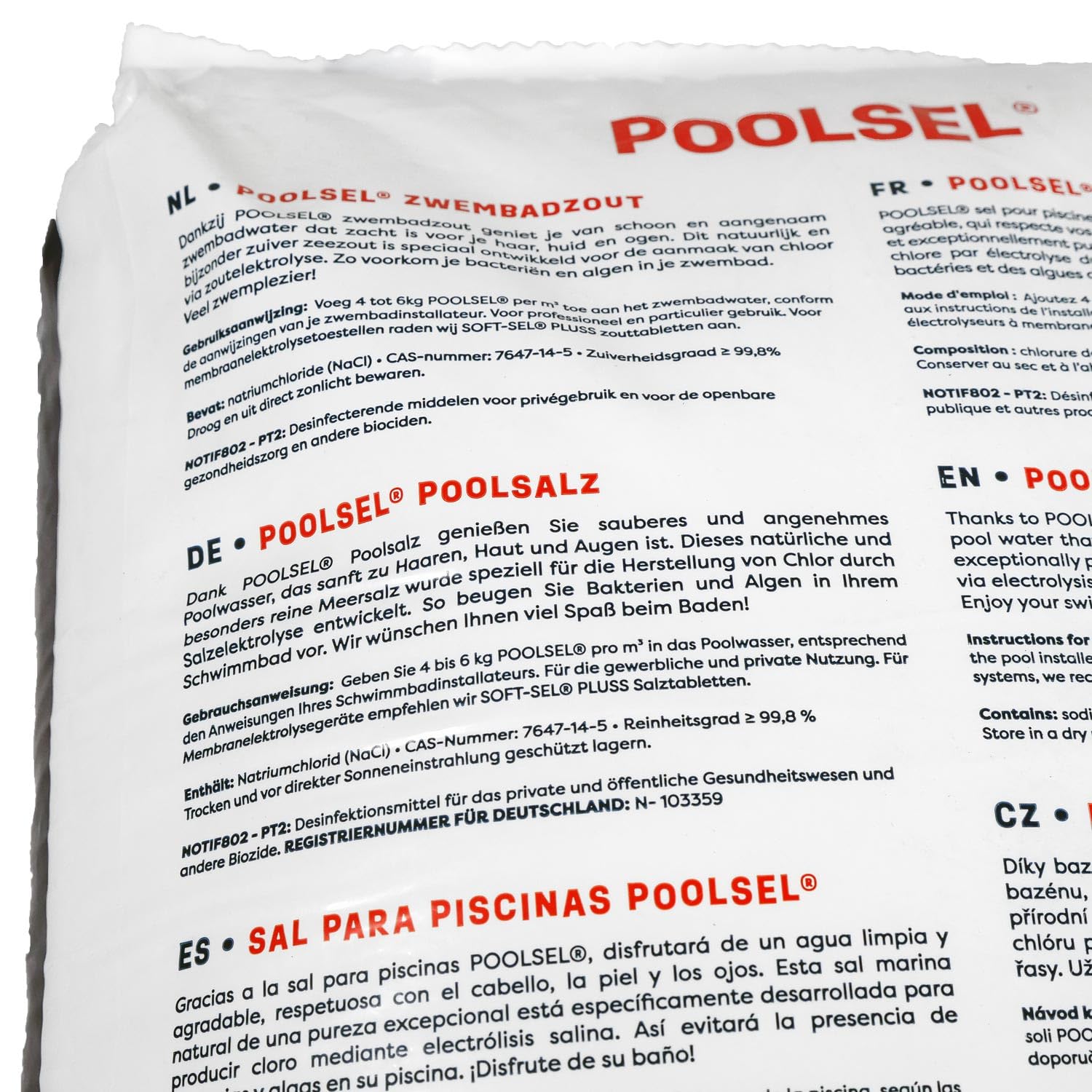 POOLSEL® Salz zur Salzelektrolyse - Hochwertiges hochreines Salz für eine perfekte Wasserqualität in Schwimmbädern - Salzwasser Chlorherstellung durch Elektrolyse mit Meersalz (25 Kg)
