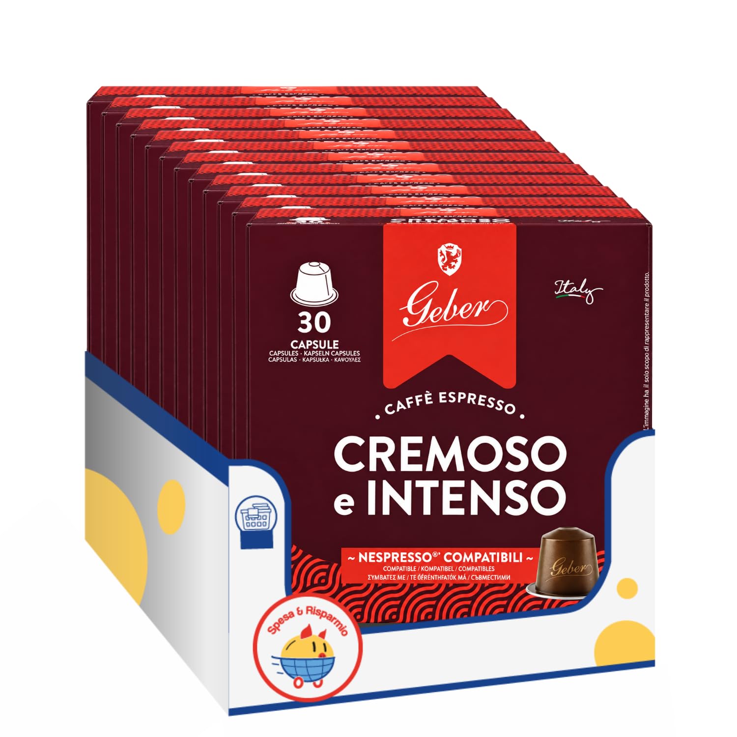 Geber Caffè Espresso Cremoso e Intenso 30 Capsule Compatibili con Macchine Nespresso – Variazioni 4/8/12 Pezzi (12 PEZZI)