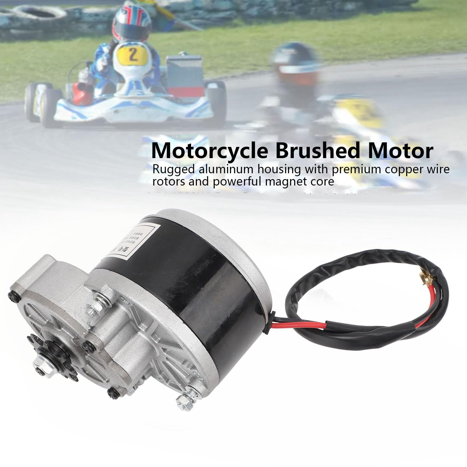 MY1016Z 24V 350W Motore elettrico con riduttore in alluminio e rame 3000 giri/min Motore DC spazzolato per moto Prestazioni superiori Costruzione durevole Installazione semplice