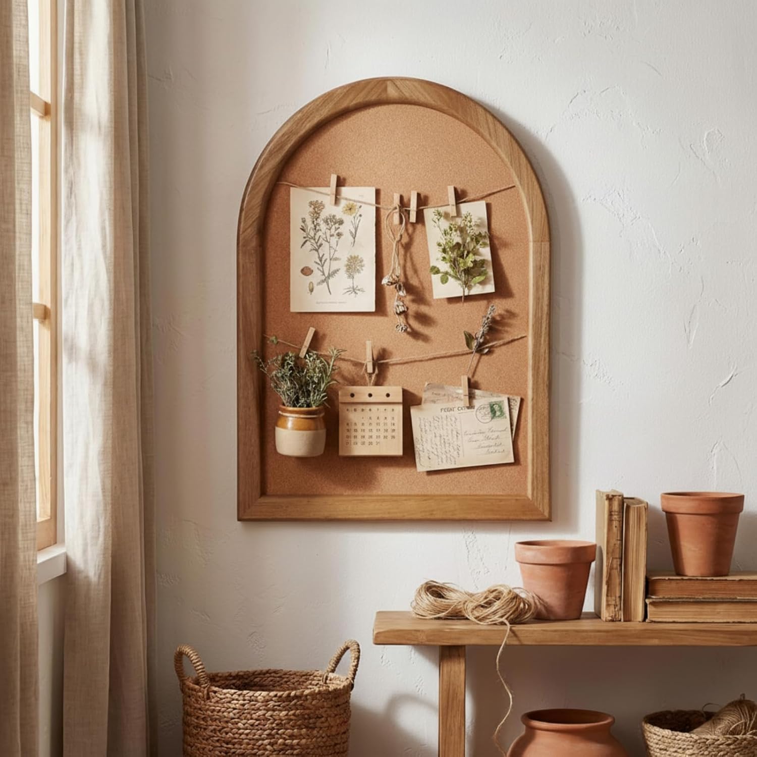 Novabright Arched Cork Board for Walls Alternative 17 x 13 Inch Vintage Arched Bulletin Board with Wood Frame for Vision, Photo Display, Memo, Easy Hang Wall Decor for Home Office School Office