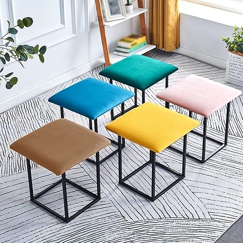 Miniatura 4 de WAYUTO Cubo de asiento 5 en 1 con ruedas giratorias, apilable para sofá, silla, taburete otomano anidable, reposapiés movible, silla de tocador para