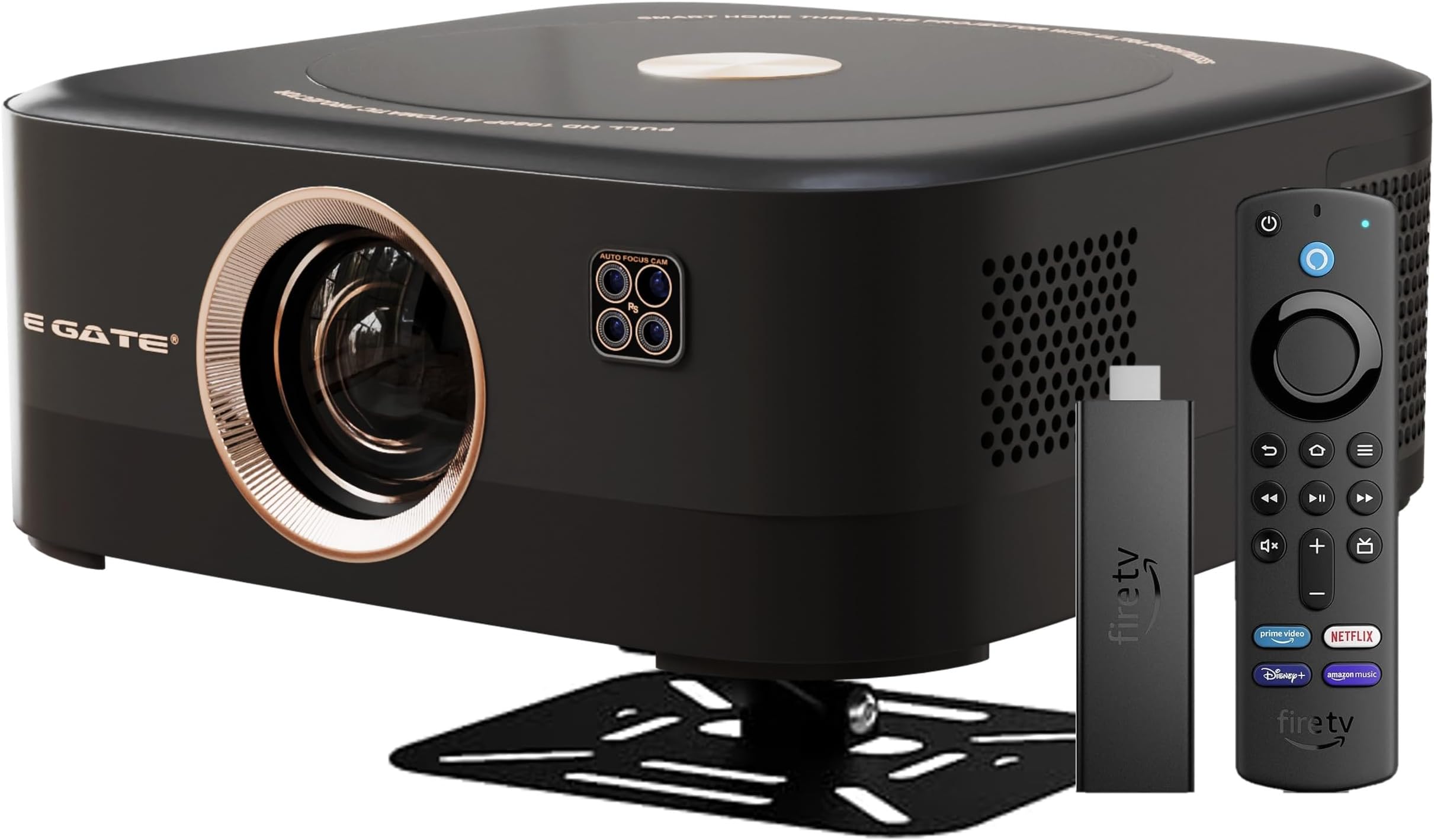 E GATE Duster 8X Automatic Dual OS Projector (FireTV + Android) | 100% Dust Proof & 100% Certified Apps on FTS | 800 ISO | 1080p Native & 4K HDR | HDMI ARC | 18watt DSP Audio, Triple Wifi6, Egate