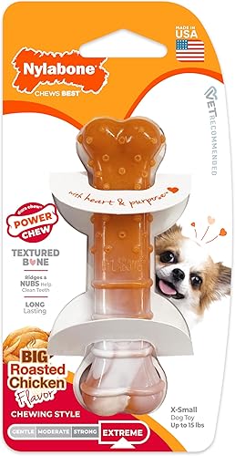 Vista 16 de Nylabone Power Chew Juguete masticable duradero con sabor a pollo, para perros medianos, para masticadores agresivos, huesos indestructibles, M/lobo