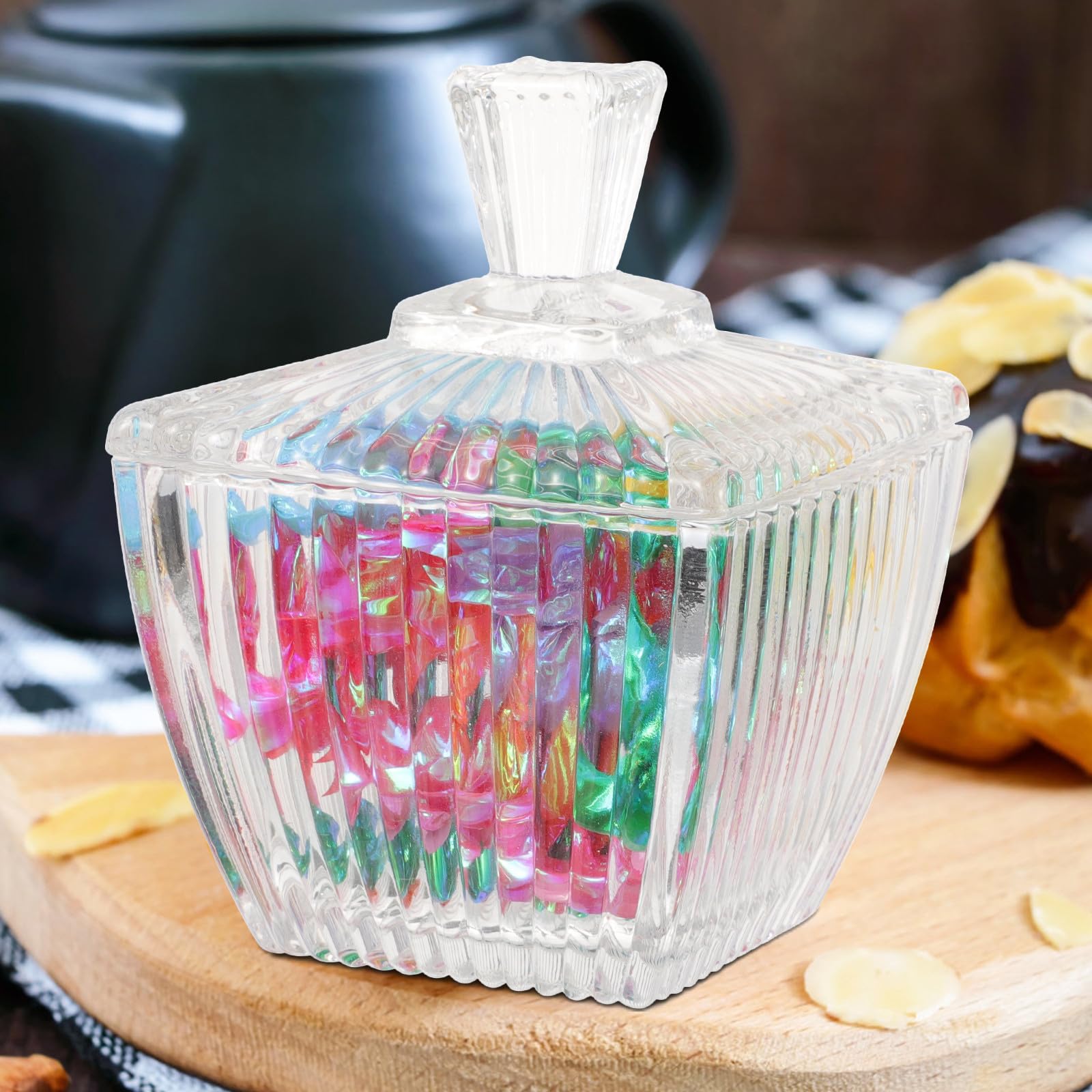 Gatuida 2 Piezas Tarro de Vidrio Cuadrado Tapa Hermética para Café y Nueces, Diseño Delicado y Único, Adecuado para Oficina y Tiendas, Uso Prolongado y Almacenamiento Seguro