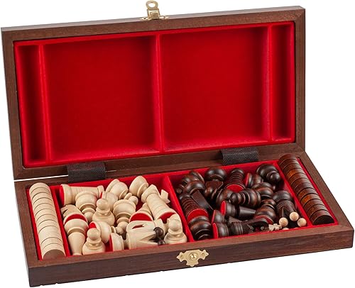 Miniatura 6 de Juego de ajedrez y damas  Juego de ajedrez de madera Master of Chess  Tablero de ajedrez de 12.2 in  Juego de ajedrez portátil hecho a mano y