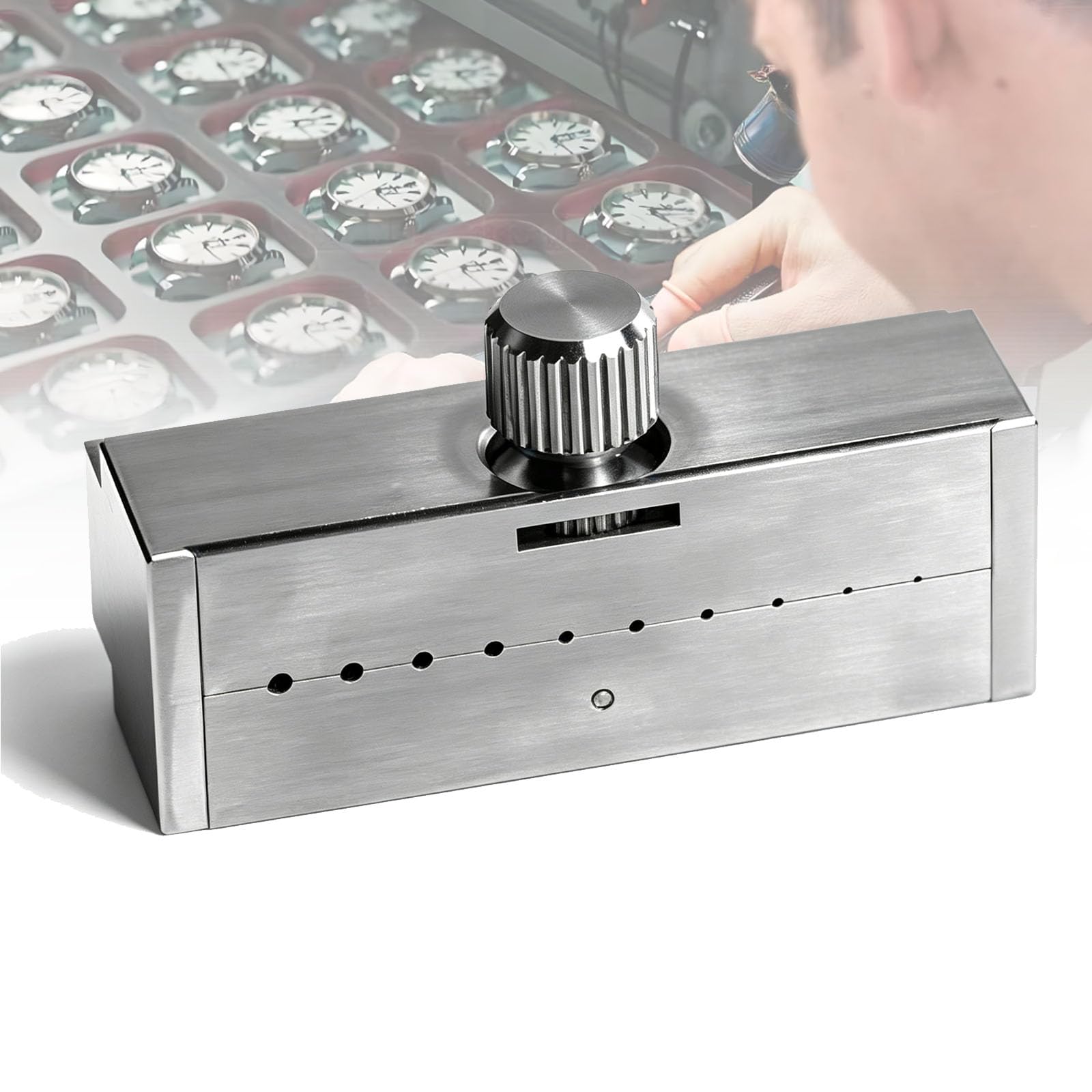 COYEUX Outil De Réparation pour Pince De Fixation des Aiguilles De Montre, Pince De Montage des Aiguilles en Acier Inoxydable, avec Graduations De Calibre Métallique De 0,4 à 1,5 Mm, Outil D'horloger