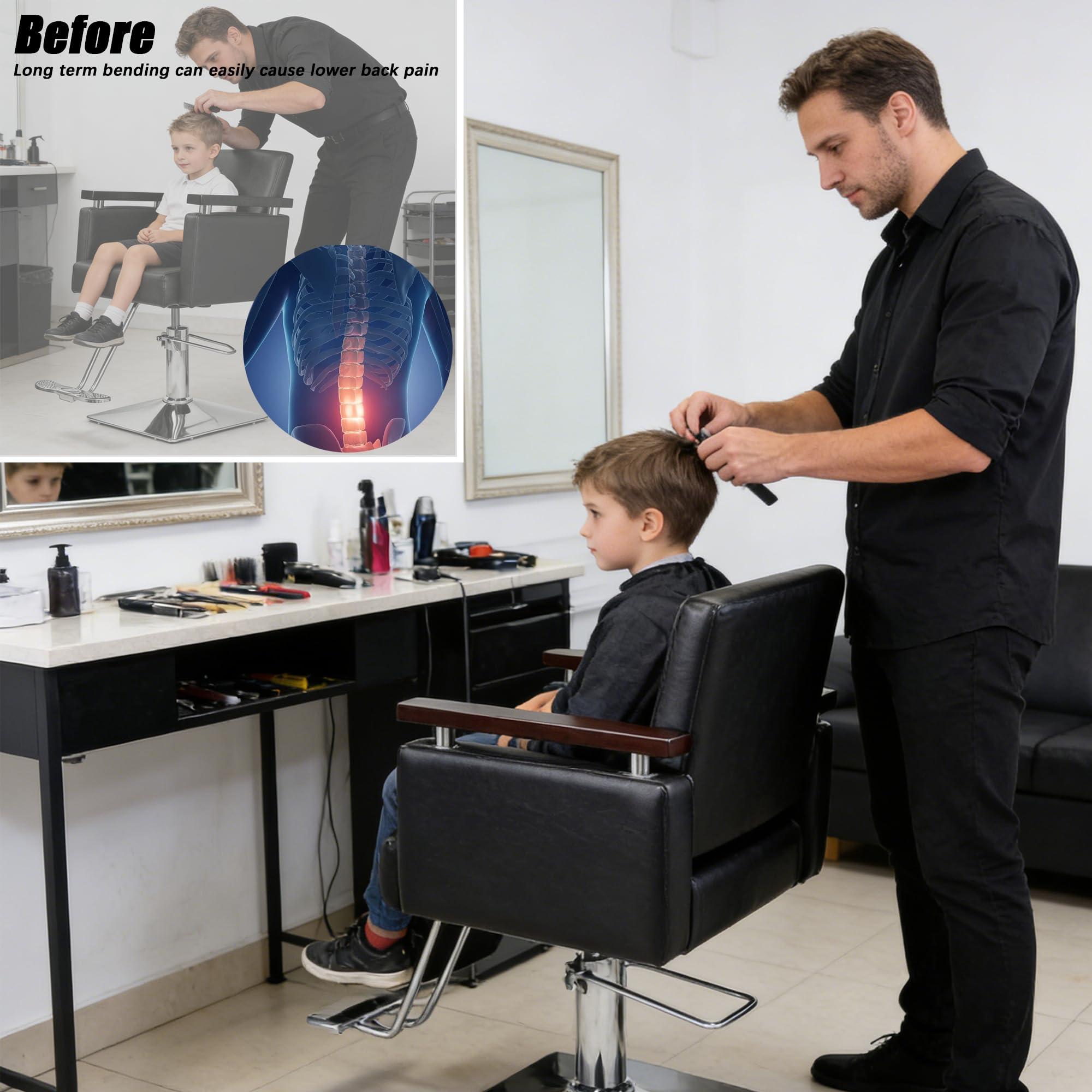 Asiento elevador de salón para corte de pelo de niños, poliuretano impermeable, equipo de spa de belleza, silla de peluquería para salón, restaurante, hogar, 37 x 28 x 15 cm