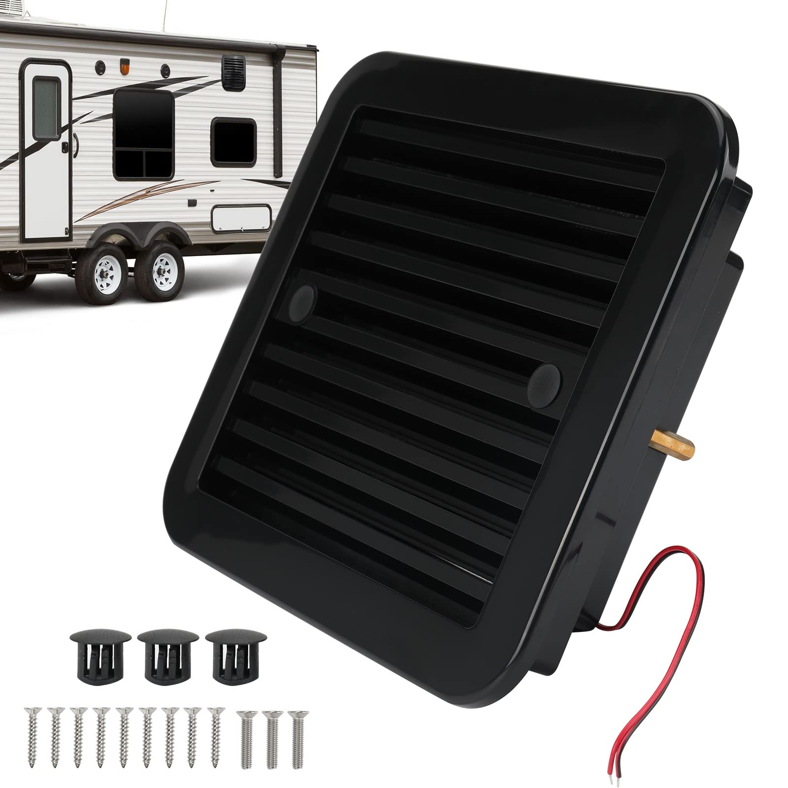 Abluftventilator für Wohnwagen 2,4W 12V, Max Air Belüftung für RV Dachventilator Dachlüfter Reversibler Abluftventilator, Lüfter Seitenabluftventilator Stumm für Camper Wohnmobil Anhänger (Schwarz)