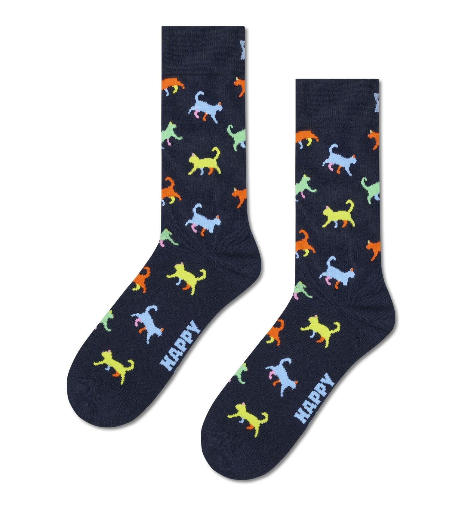 Happy Socks Calcetines altos con divertido estampado de animales para hombre y mujer, 36-40 y 41-46, llamas, leopardo, flamenco
