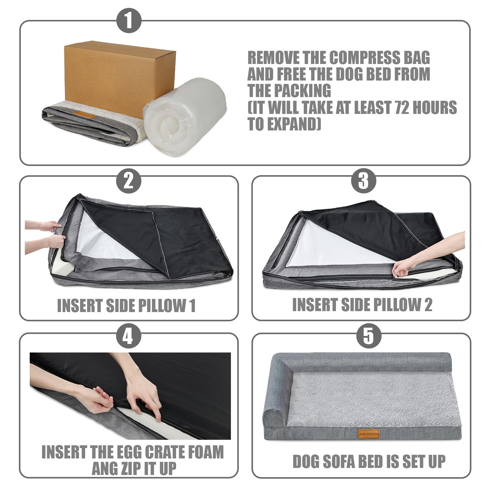 Panier Grande Taille Chien Orthopédique, Lit Matelas Chien en Forme L, Coussin Déhoussable Lavable en Machine, Tapis Matelas Moelleux, houssable Imperméable, Base antidérapante, 91x61cm, Noir