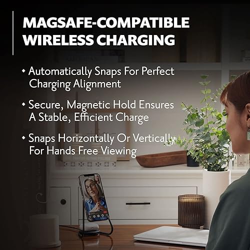 Miniatura 2 de Courant Mag2 Classics - Soporte de carga inalámbrico de piel italiana, cargador multidispositivo 2 en 1, soporte magnético para iPhones MagSafe con
