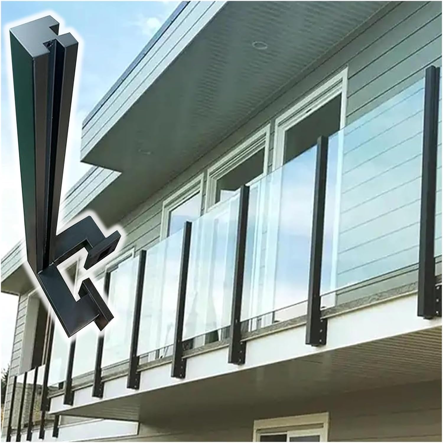 Black Stainless Steel Glass Balustrade Post for 10-12mm Panels, 125cm High, Ideal for Poolside, Balcony, Garden, Stair, Deck, and Patio Windproof Fencing.