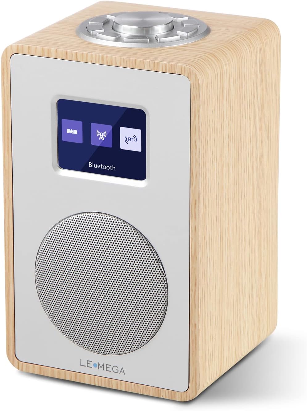 LEMEGA CR4 DAB/DAB+/FM Digital Radio with Bluetooth,Portable DAB Radio with Mains Powered,Dual Alarms Clock with Snooze,Colour Display,Wooden Effect - White Oak