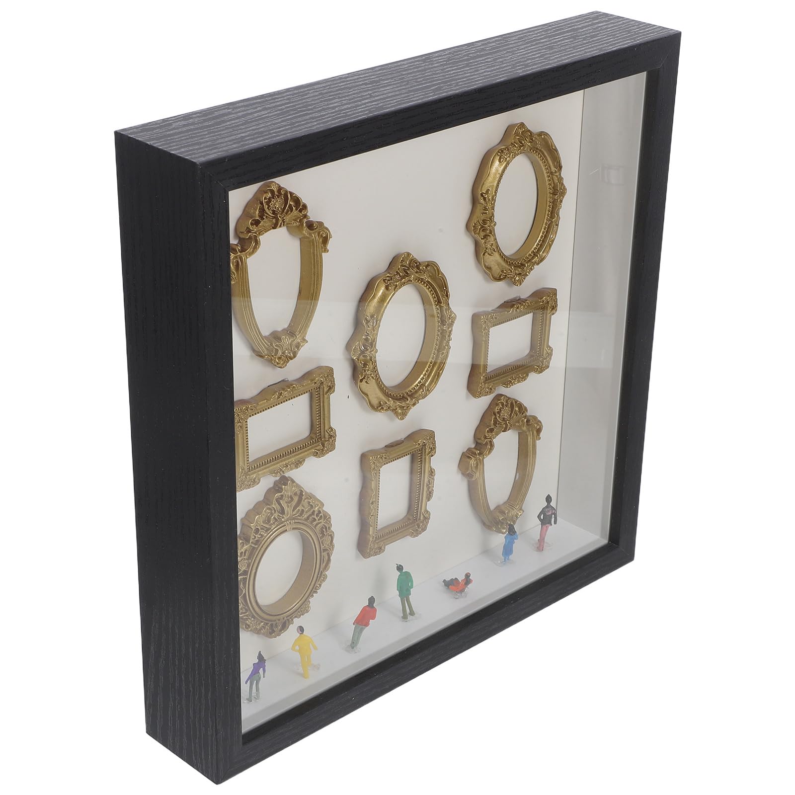Boîte de musée Alipis 25x25 cm avec cadre silhouette doré en bois