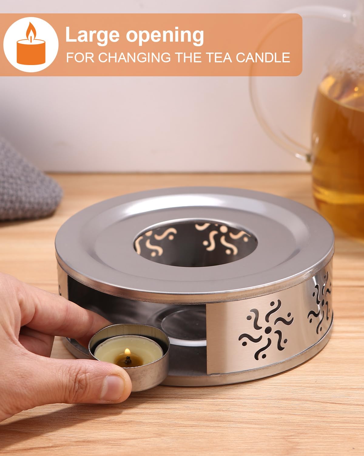 Teiera In Vetro Borosilicato 1.8L Kasanni - Resistente A Calore E Freddo Con Filtro E Coperchio In Legno - Foto 13