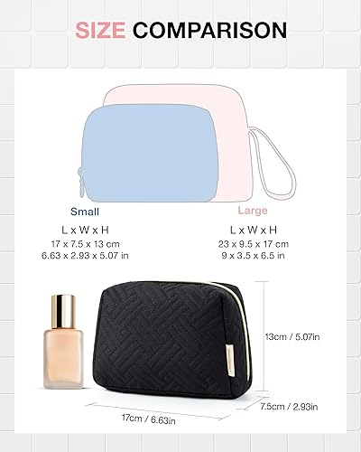 Miniatura 5 de BAGSMART Elegantes bolsas de maquillaje espaciosas, Gris, Pequeña bolsa de maquillaje suave